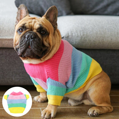 Cross-Border Rainbow Dog Knitted Sweater for Fall/Winter