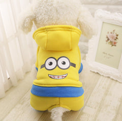 Dog Hoodie with Four Legs for Fall/Winter (Minions)