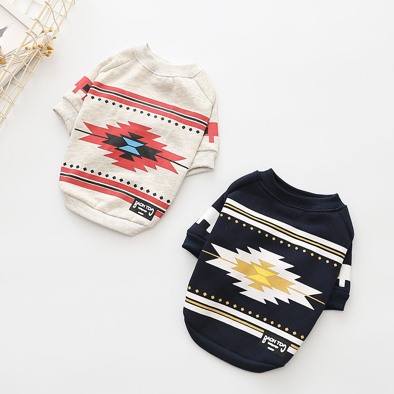 Small Dog Cotton Velvet Printed Pet Clothes