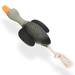 SCHITEC Squeaky Rope Dog Toys Latex Rubber Squeak Duck Tug of War Toy Interactive Play Puppy Stuffed Chew Toy for Small Medium Dogs