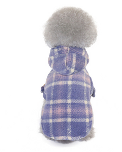 Warm Woolen Plaid Two-Legged Dog Clothes for Fall/Winter