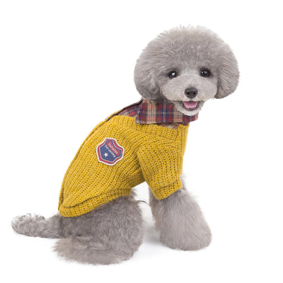 College Style Dog and Cat Clothing - Sweaters with Collars